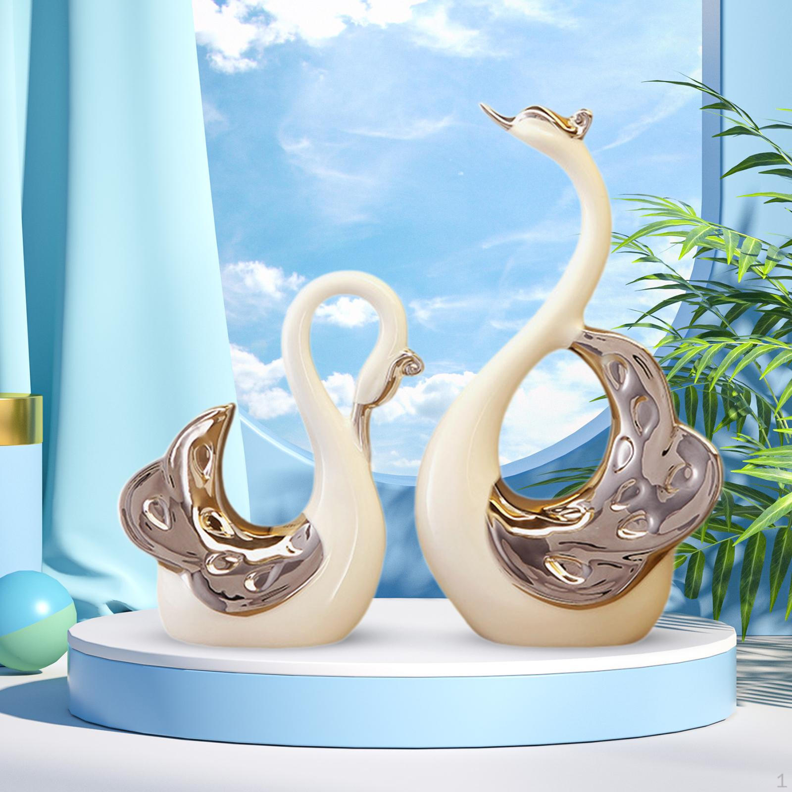 

2 шт. фигурки лебедя, статуи, керамическая скульптура, стол, художественное ремесло, орнамент, статуя для полки Style B