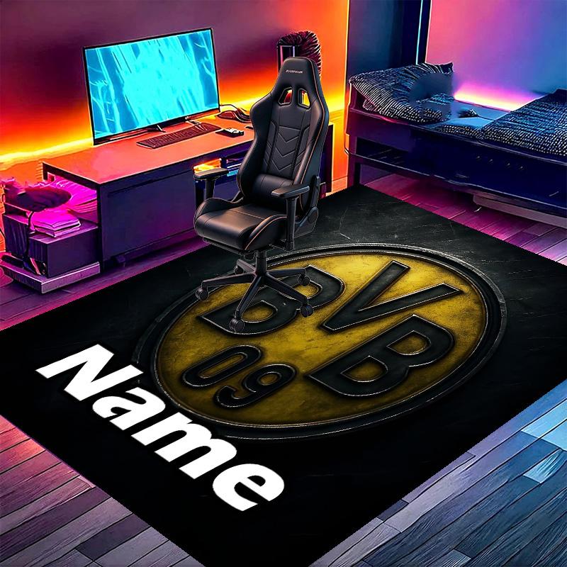 Custom Name Personalized Borussia Dortmund Print Carpet, Versatile Home Decor Rug, for Playroom, Apartment, Balcony, Entryway, Hallway Gift