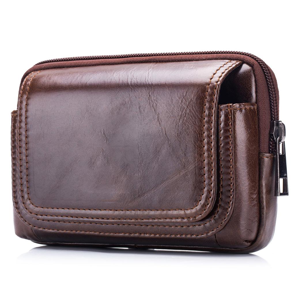 Men Leather Belt Pouch Waist Bag Fanny Pack Phone Pouch with Belt Loop