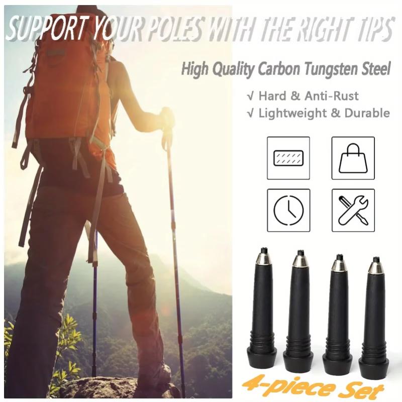 Hiking Pole Rubber Tip, Universal Tungsten Carbide Tip, Rubber Foot Protective Cover, Suitable for Most Standard Hiking Poles