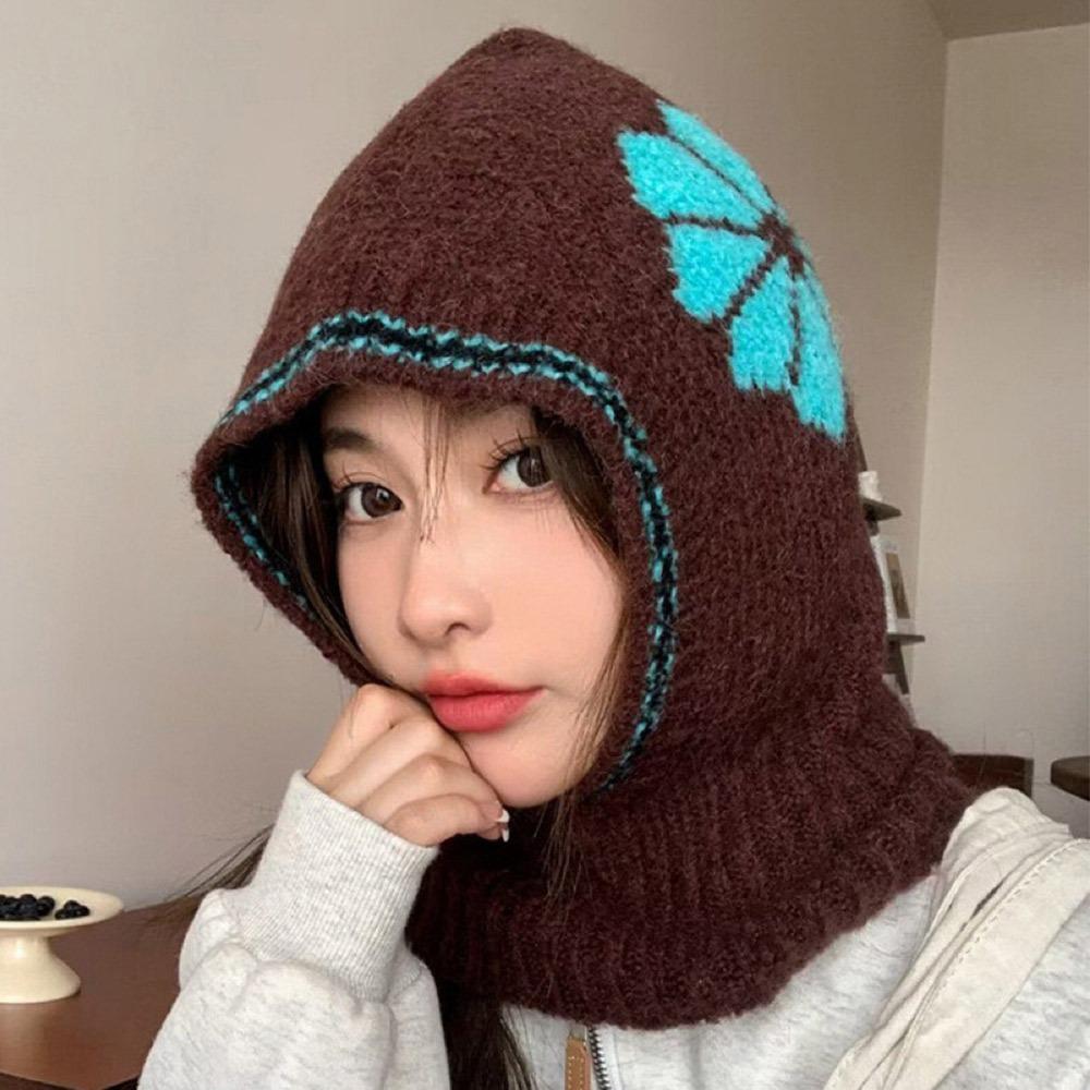 Winter Warm Knitted Balaclavas Ear Protection Neck Warmer Masked Cap Windproof Headgear Pullover Cap Men Women