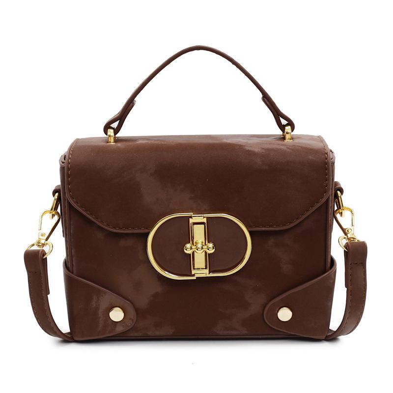 

2025 Новый Дизайн Продвинутая Текстура Темперамент Портативная Сумка-Коробка Нишевая Повседневная Женская Универсальная Сумка Мессенджер для Поездок коричневый