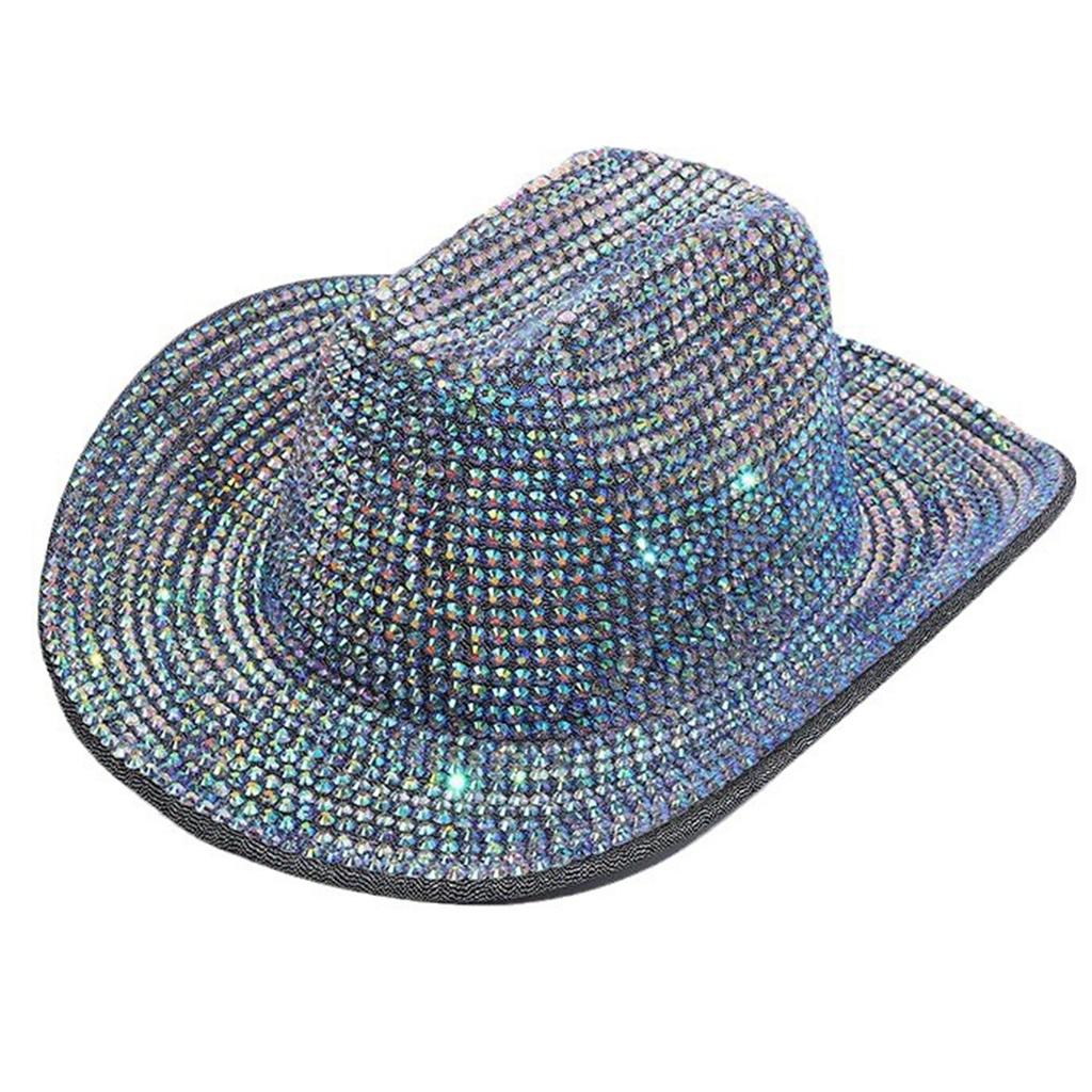 Eye-catching Crystal Cowboy Hats Bride Hat Panama Hat for Bachelorette Party Cowboy Hats for Club Stage Shows