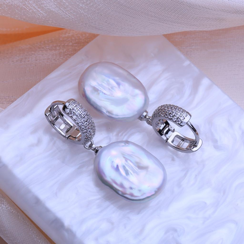 SENIKO Natural Freshwater Big Baroque Pearl Earrings Fashion Pearl Drop Earrings For Women Party Jewelry