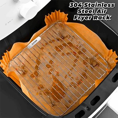304 Stainless Steel Air Fryer Rack Round Square BBQ Net  Home Kitchen Oven Steamer Cooker