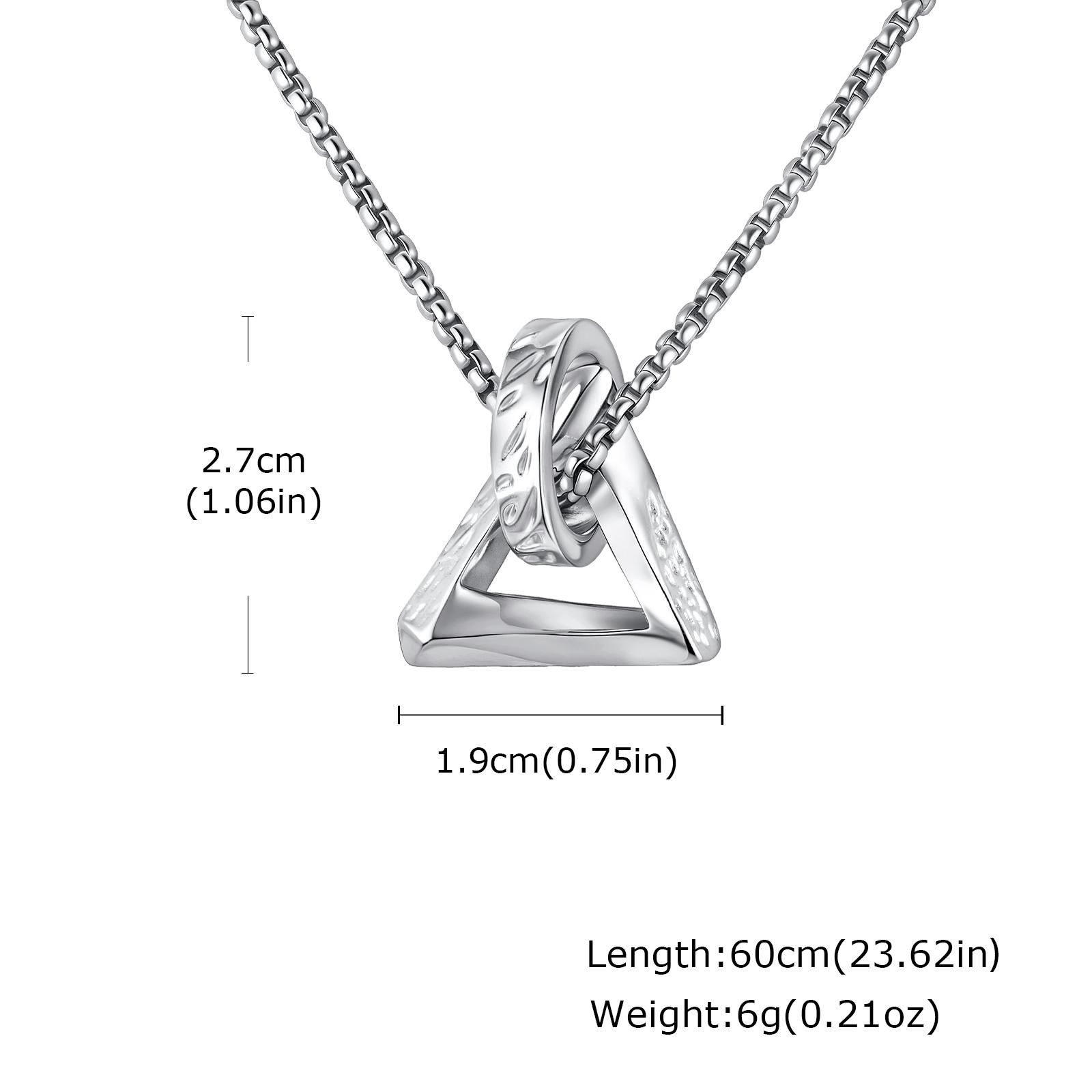 

Stylish Silver Color Geometric Interlock Triangle Round Pendant Necklace for Men Fashion Hip Hop Style Jewelry Couple Gifts