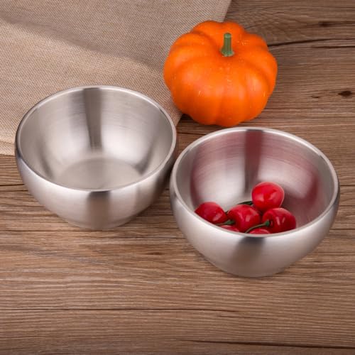 IMEEA Stainless Steel Double-Walled Bowls, 12cm, Ramen Bowls, Noodle Bowls for Udon and Soba, Tableware for Oyakodon (Chicken and Egg Bowls), Insulate