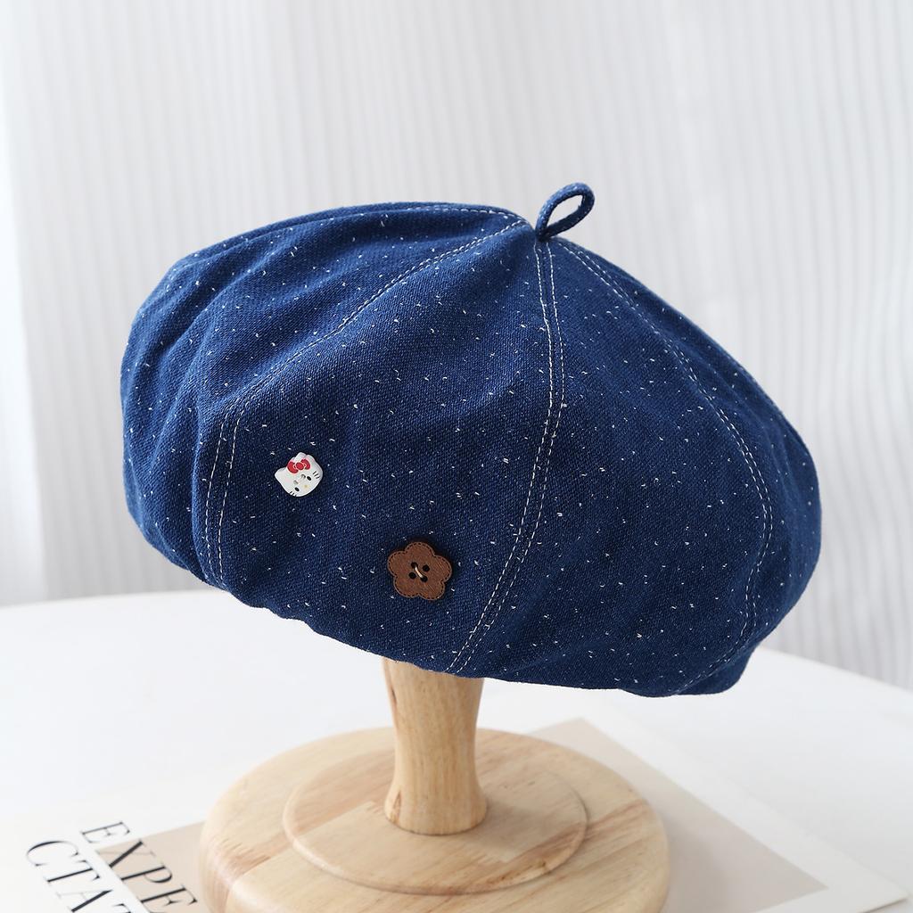 Cute kitten cowboy beret children autumn new sticker cherry fashion painter hat pumpkin hat tide