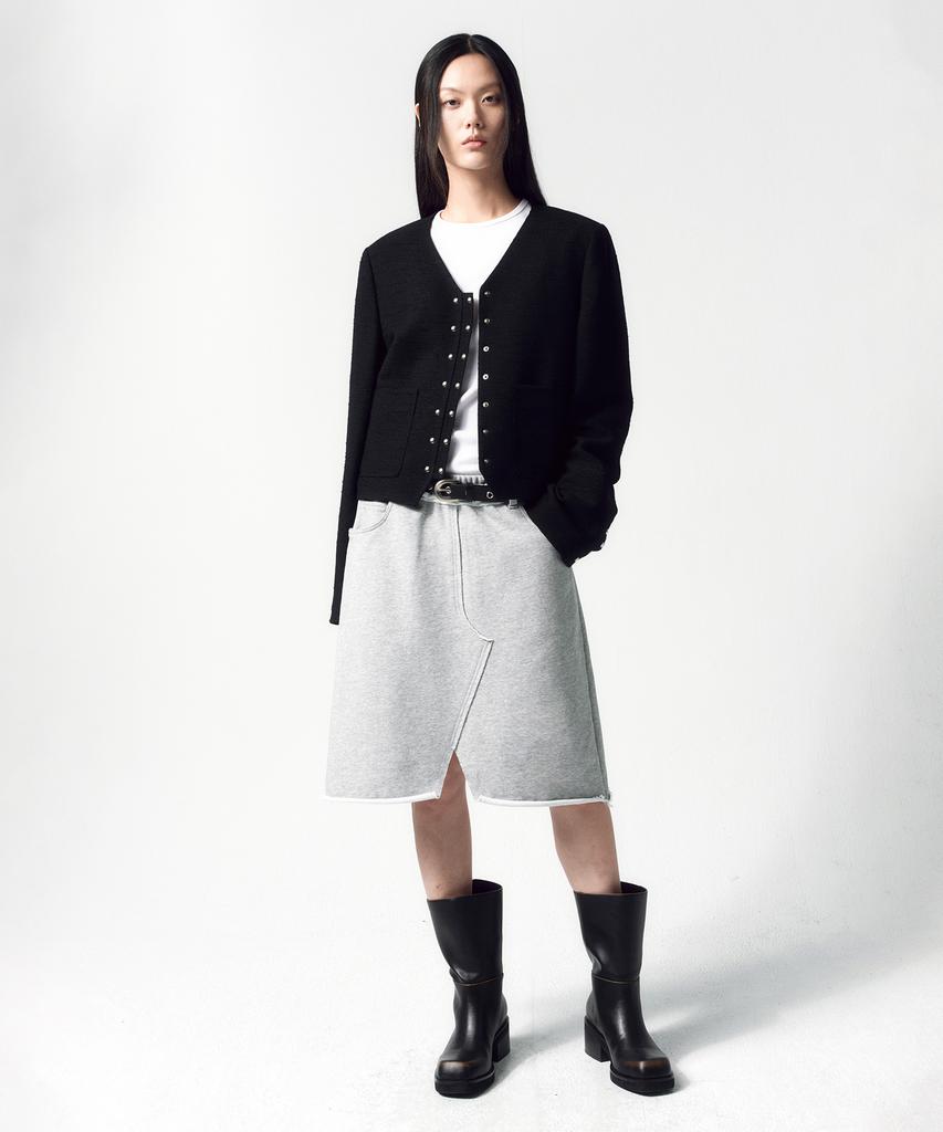Insilence Woman Cutout Sweatskirt Melange Grey