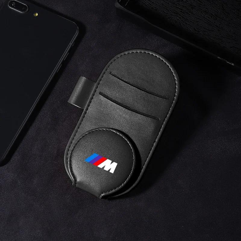 For BMW Leather Car Glasses Clip Sun Visor Multi-function Sunglasses Clip Car Styling For BMW M Performance M3 M5 M6 F20 F10 F13