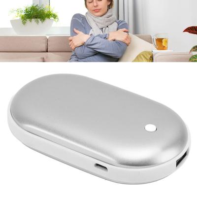 Kapesní ohřívač rukou Hliníková slitina 2400mah USB Mini Power Bank pro zimní cestování venku Stříbrný