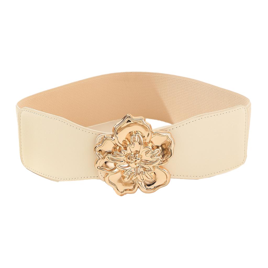Ladies Slimming Corset Elastic Wide Waist Belt with 3D Flower Buckle Universal Women Banquet Dress Shirt Coat Corset
