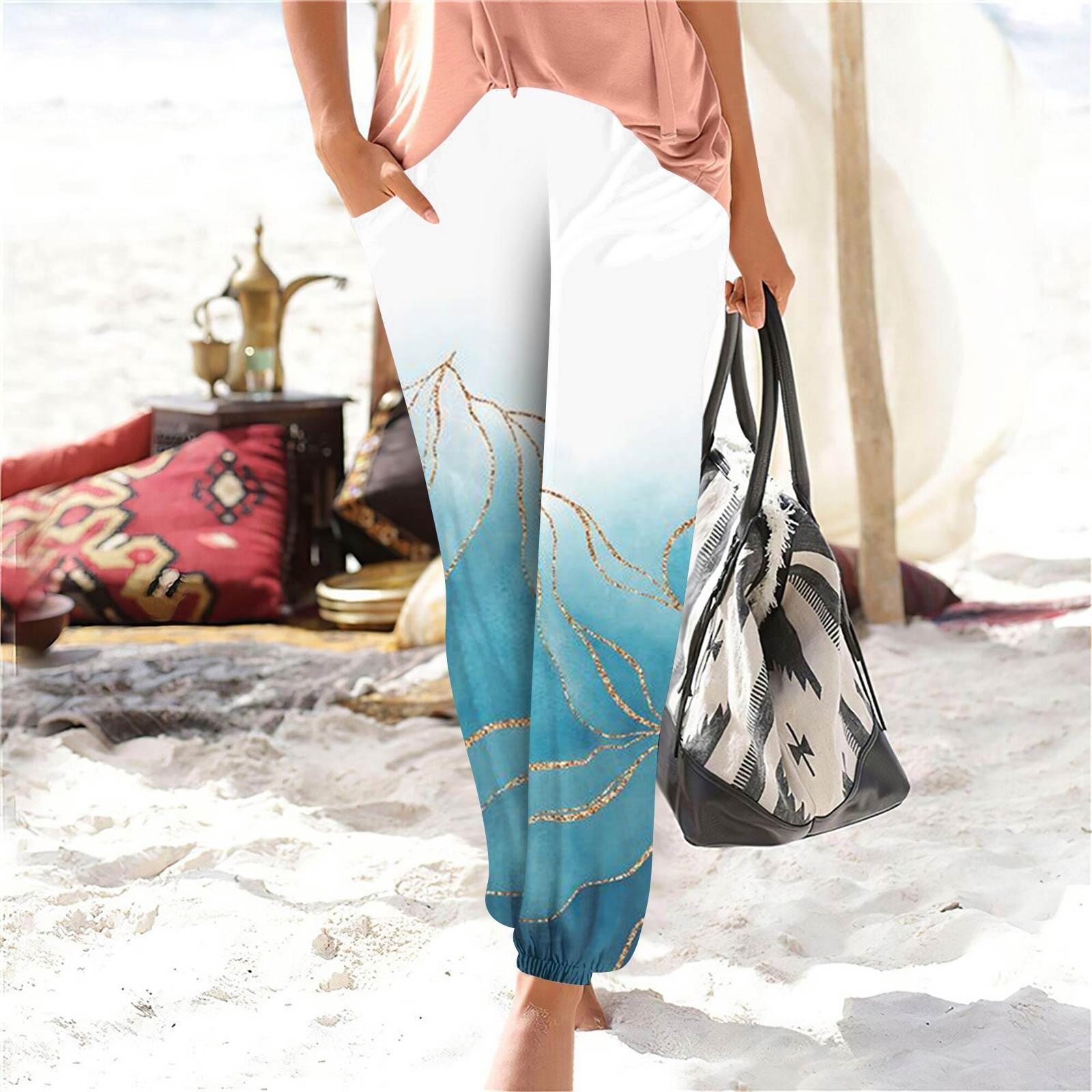 

Women s Casual Fashion Print Straight Leg Pants Pants With Pockets M