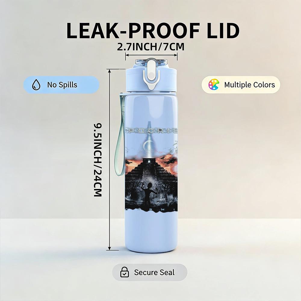1PC Retro Female Silhouette Black White Print 750ml Portable Sports Water Bottle Leakproof Gym Outdoor Travel Drink Cup