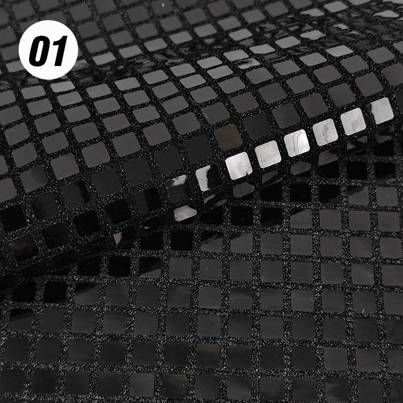 Premium Designer Fabric for Party Dresses - Soft Mirror Mesh with Metallic Dark Gold Square Lattice & Lurex Shimmer