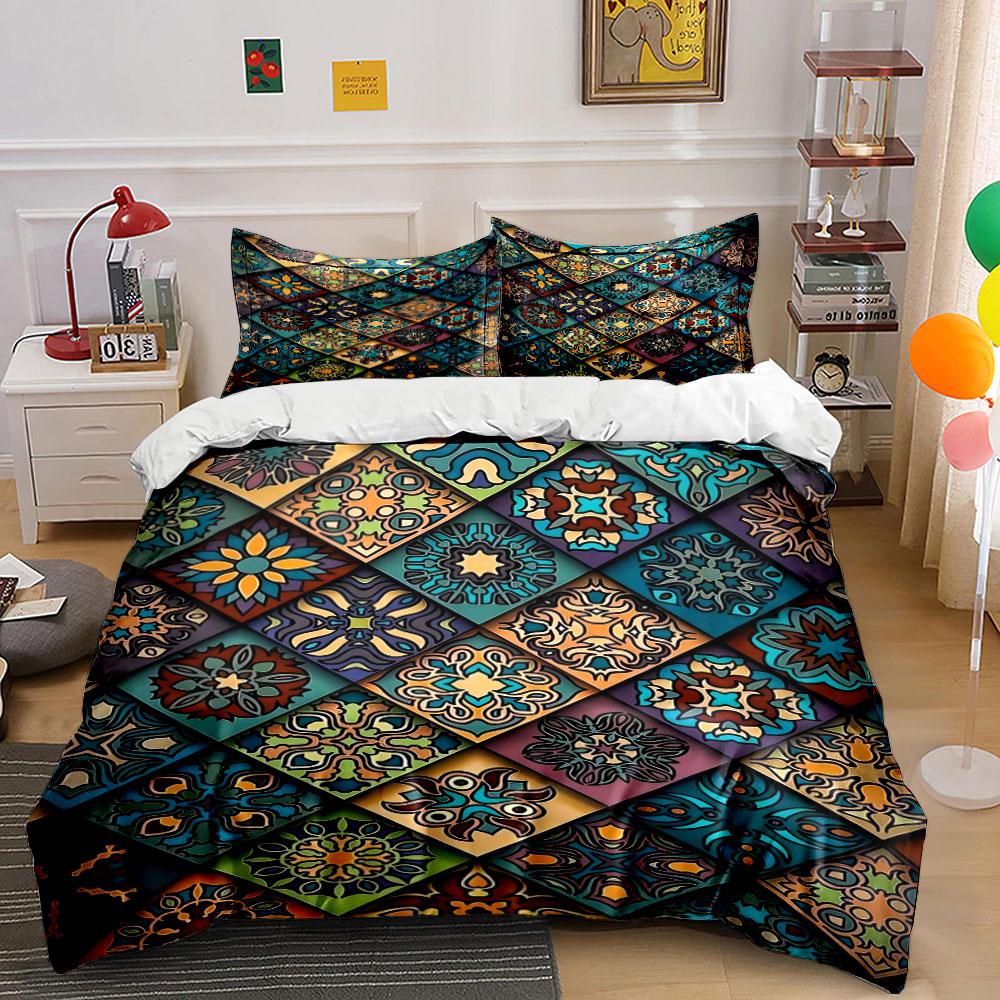 

Intricate multicolored geometric tiles. Bedding sets Duvet cover sets Duvet covers Pillowcases(1 * Duvet Cover 2 * Pillowcases, without duvet insert) 135x200cm