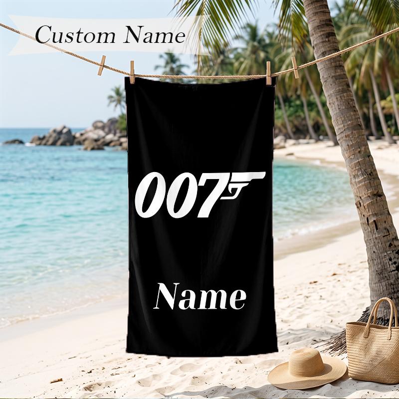 007 Custom Name Printed Beach Towel Personalized Soft Towel For Swimming Beach Travel