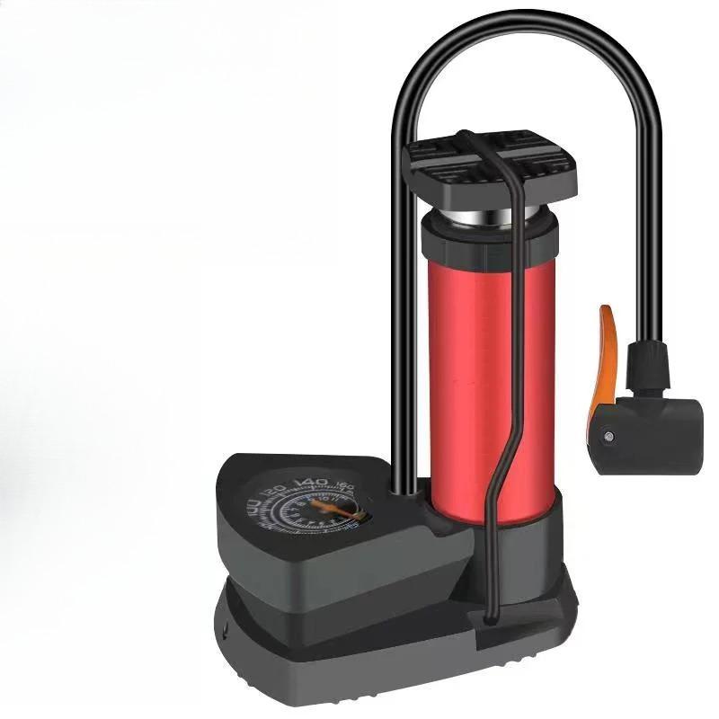 Portable High Pressure Bicycle Foot Pedal Pump with Gauge Quick Inflator Pump Electric Motorcycle Car Basketball Inflator