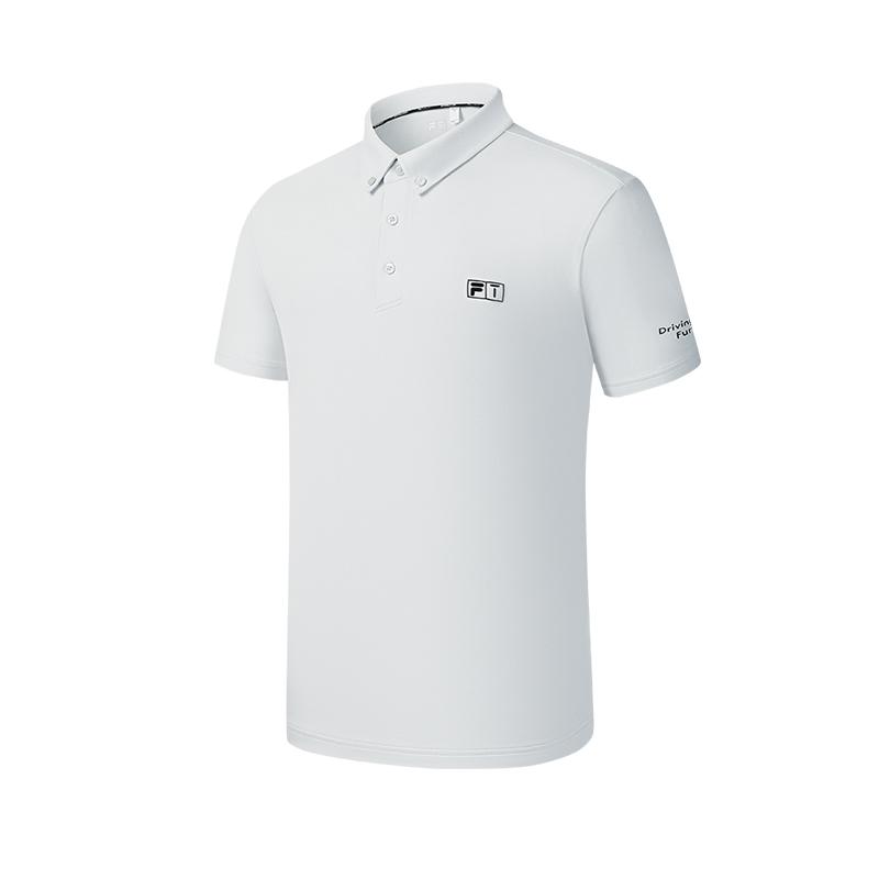 Fila Golf Series Logo Casual Sports Simple Comfortable Knitted Short Sleeve Polo Shirt Men Polo Shirts Sheer-Curtain-Gray A11M515107F-GY
