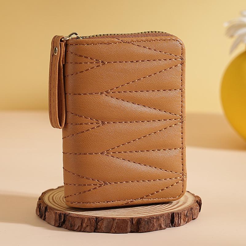 French Chic Quilted Accordion Card Holder for Women with Multiple Card Slots & Coin Purse