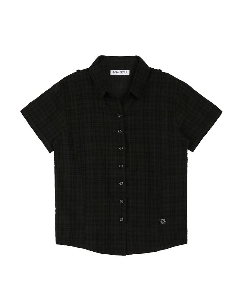 HAVISM Check 2-Way Collar S/S Shirts(Black)