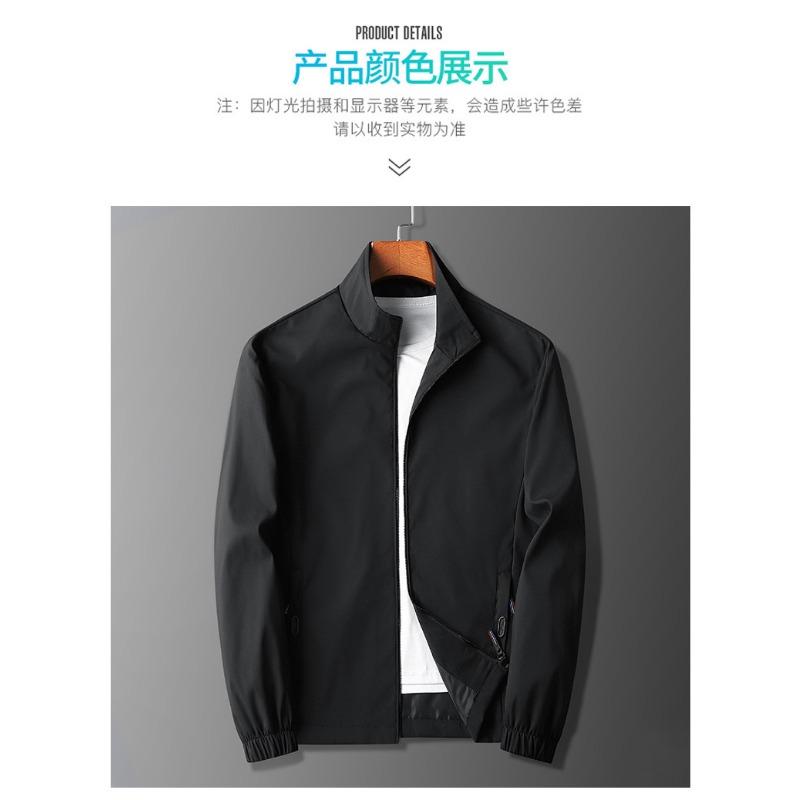 Stand Collar Casual Mens Jacket Long Sleeve Plus Size Fashion Outerwear Top