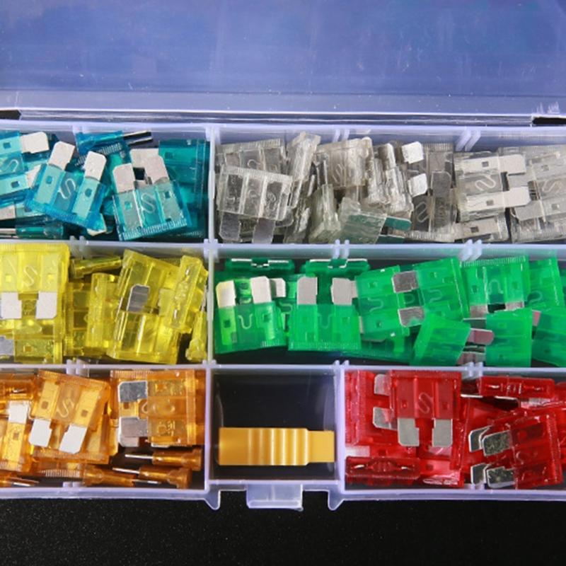 120pcs/set Car Fuses in Storage Box Essential Car Fuses set Insert Type Plastic & Zinc Car Fuses Assortment in Hand Box