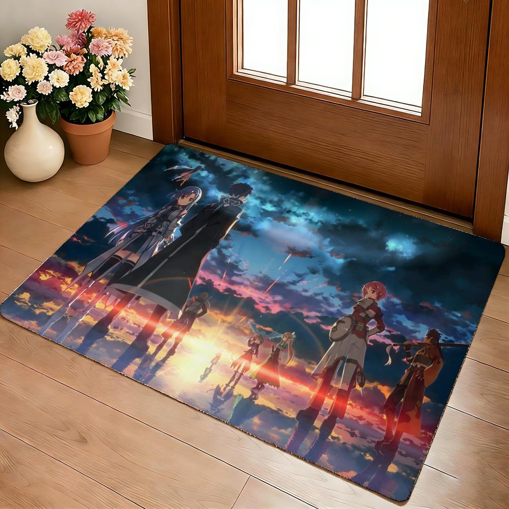 Hot Anime S-Sword Art Online Floor Mat Cozy Flannel Soft Thick Non-Slip Mat For Living Room Bedroom Kitchen Decor Rugs