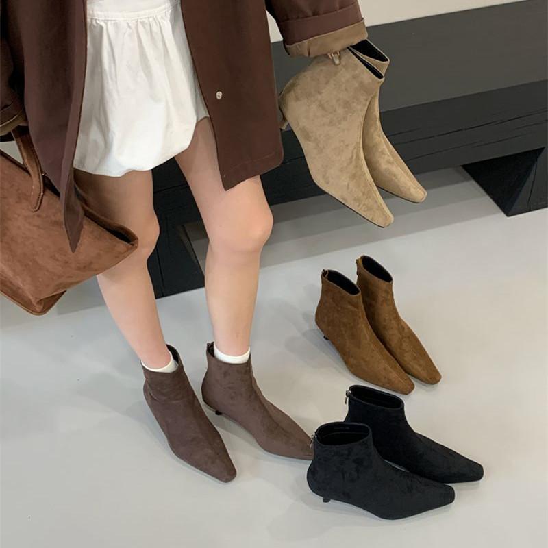 Fashion Baolamos Winter New Brand Women Short Boots Fashion Pointed Toe Ladies Elegant Ankle Boots Thin High Heel Dress Pumps Shoe