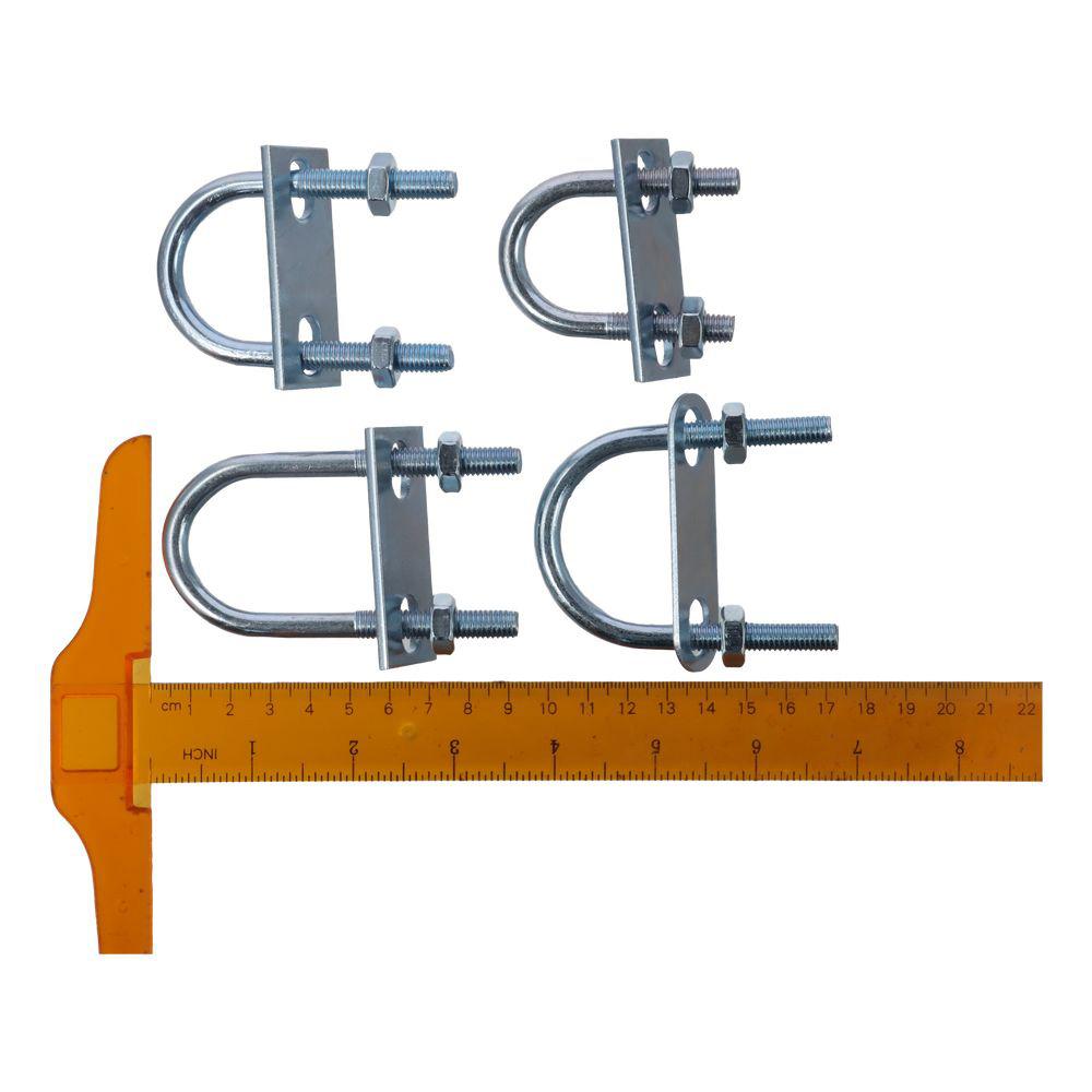 4KS Ocel, Pozinkovaný Povrch Kulaté U-šrouby Stříbrné s Matkou Podložkou Kulatý Ohyb U Třmen