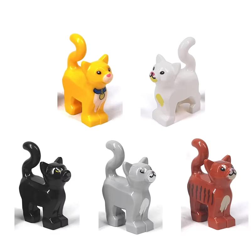 MOC Tier Szene Bausteine Katzen Hunde Schafe Schweine Hühner Adler Papageien Delfin Zoo Rahmen Zubehör DIY Spielzeug Steine T14
