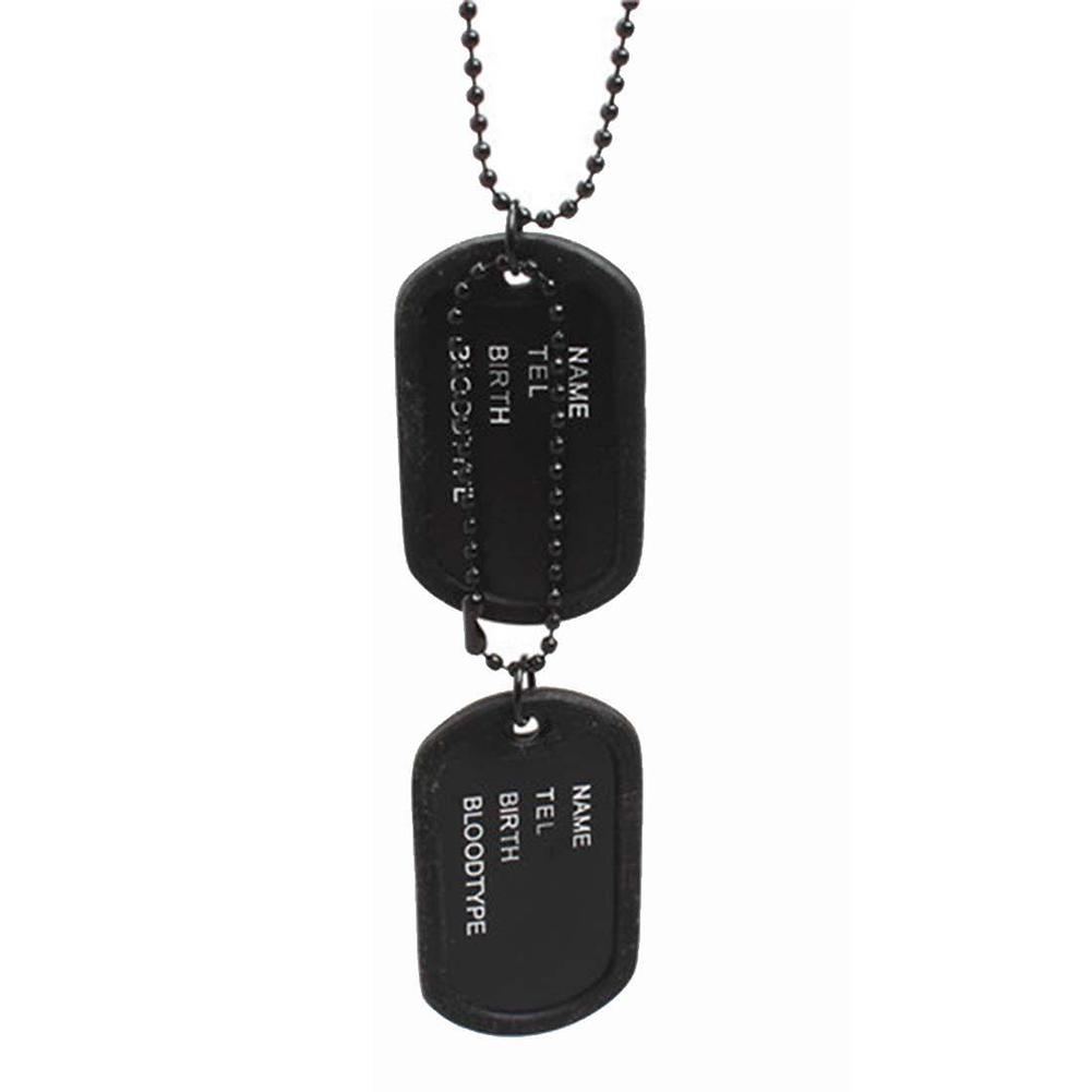 

Korean Military Army Style Black 2 Dog Tags Pendant Sweater Chain Necklace Men\ s Jewelry long Double- big soldier United States