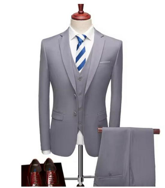 Men's Three-Piece Suit - Formal/Casual Office Groom Wedding Attire
