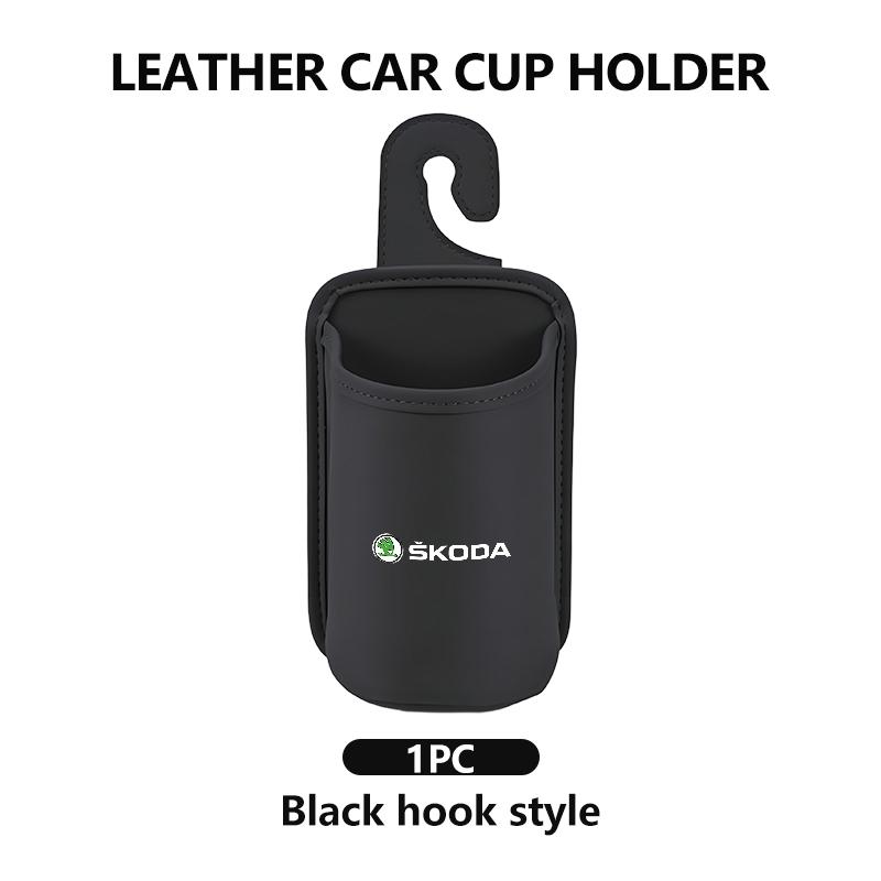Für Skoda Leder Auto Wasserbecherhalter Innen Getränkehalter Organizer Zubehör Fabia 1 2 Octavia a7 RS Superb Rapid Yeti Karoq