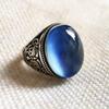 Niche Personalized Ice Lake Blue Sea Blue Treasure Ring Handmade Retro Design Exquisite Ring Women's/men's
