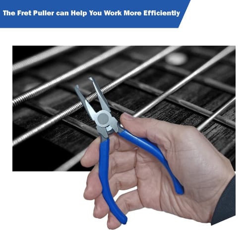 PANSHIYON Fret Removal Pliers, Flat Head Guitar Fret Puller Tool with Blue Rubber Coating for Acoustic Electric Guitar Bass