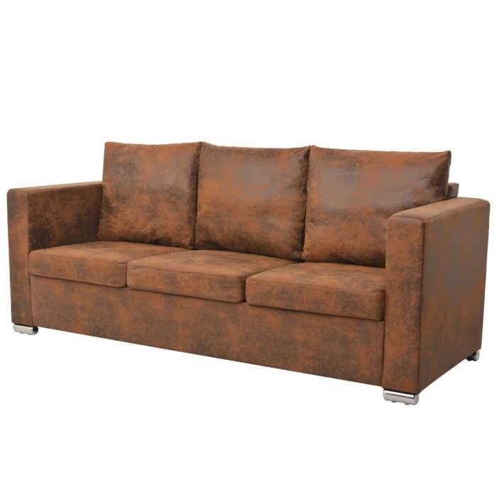 VidaXL Ensemble de canapés 3 pcs Cuir daim synthétique