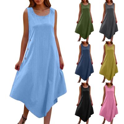 Women's Dress Fashion Casual Solid Color Round Neck Dress