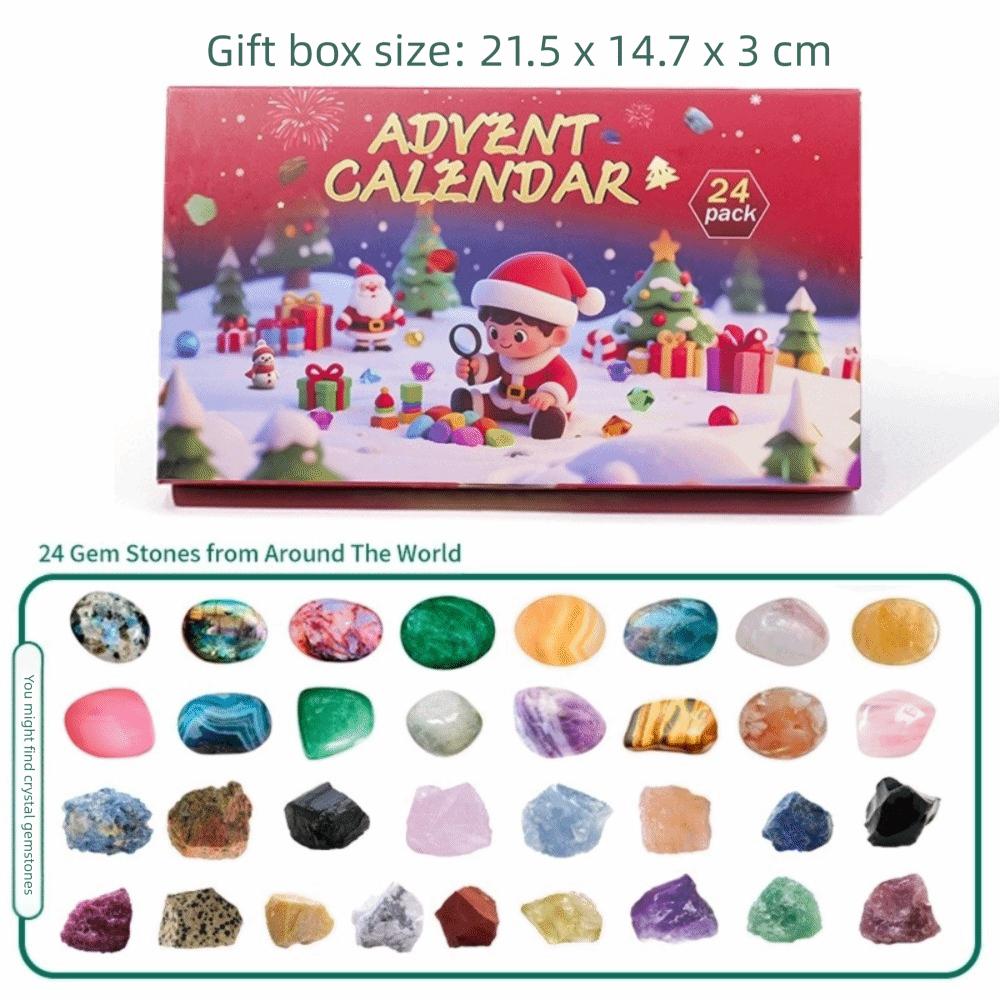 Unique Christmas Crystal Gemstone Blind Box 24 Grid Colorful Rock Mineral Specimens Interesting Natural Healing Stone