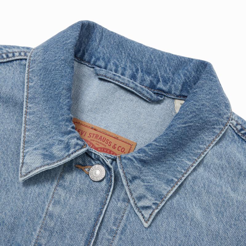 Levis SS22 Solid Color Polo Collar Casual Denim Jacket Women jackets Blue A1986-0000