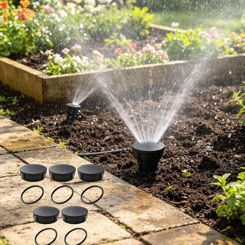 Sprinkler Replacement Cap with Fluoroelastomer Component and ABS Housing for Lawn and Garden Irrigation Maintenance
