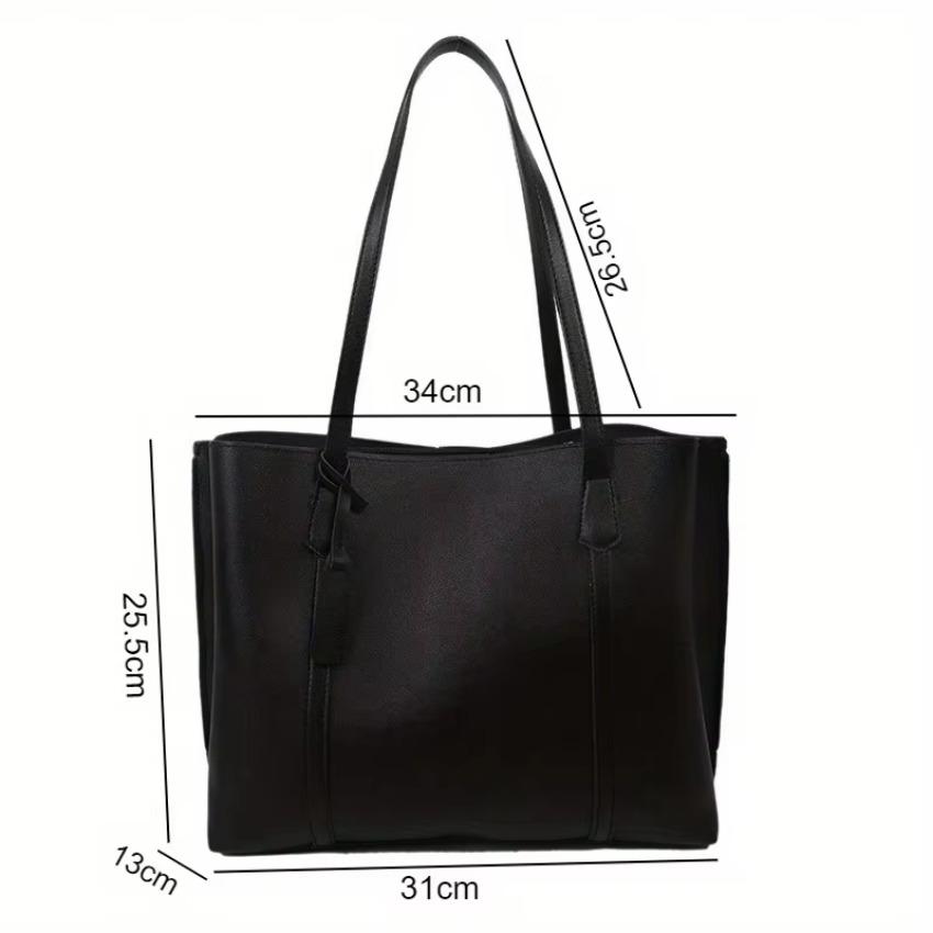 1 Pcs New PU Leather Underarm Bag Simple Women Large Capacity Bag Shopping Unisex Tote Bags Trend Retro Solid Color