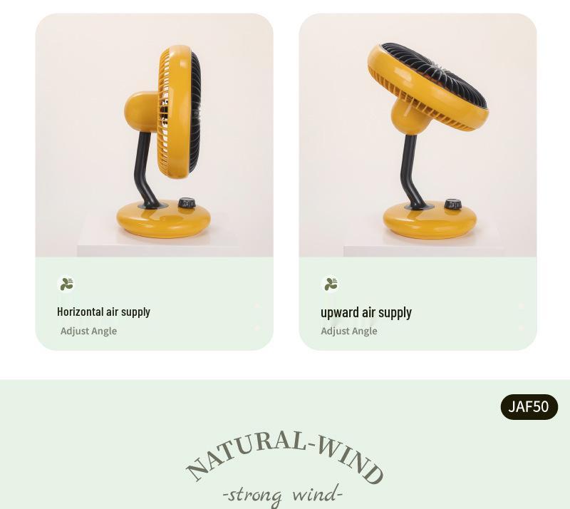 Retro USB-Powered Silent Desk Fan with Stepless Speed Control and Portable Brushless Motor