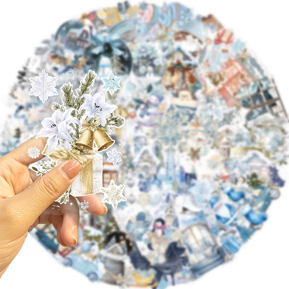 10/30/50pcs Transparent Winter Theme Stickers Funny Cartoon Sticker Decoration Skateboard Phone Diary Watercolor Graffiti Decals