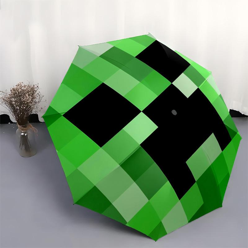 1pc My World Pixel Game, Creeper Themed High-quality Umbrella,Automatic Opening and Closing Umbrella,Multi-functional Umbrella G0811087