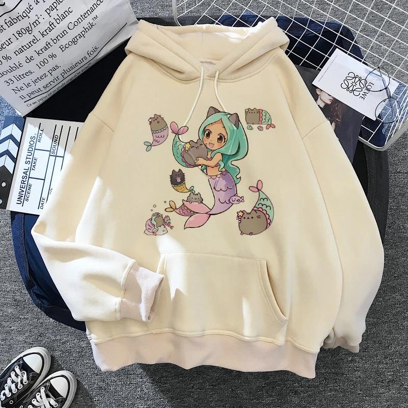 Women's Cat Hooded Sweatshirt 2025 Cartoon Costume Korean Harajuku Kawai Style Oversized