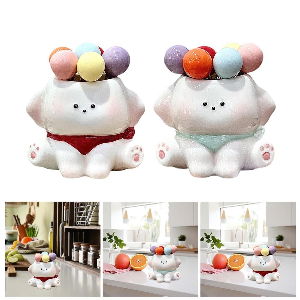 Cartoon Dog Fruit Forks Set Ceramic Dessert Fork with Storage Jar Cute Appetizer Picks for Home Party