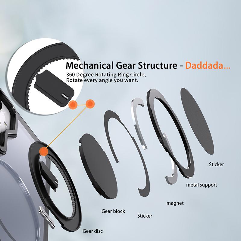 For Samsung Galaxy S24+ Magnetic Phone Case Invisible Gear 360 Degree Rotation Ring Kickstand