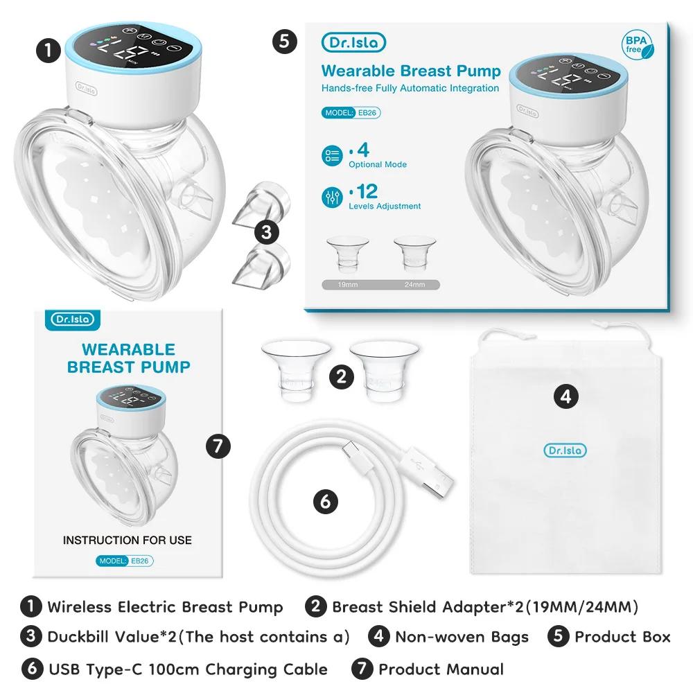 Electric Wearable Breastmilk Pump Handsfree BPA Free Low Noise Powerful Suction 4 Mode&12 Level Shell Shape Wireless Breast Pump