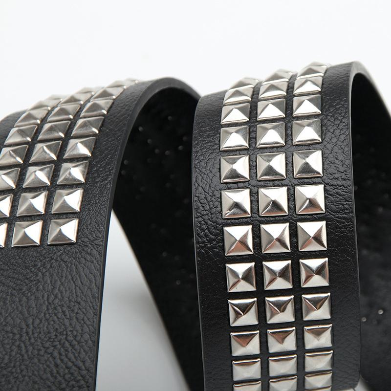 2023 Square Bead Rivet Belt Metal Pyramid Belt Men And Women Punk Hardware Jeans Belt Designer Belt Woman Belts